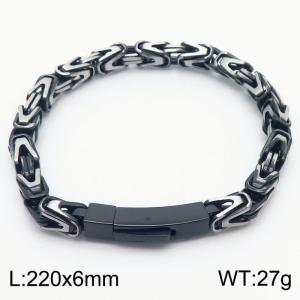 Vintage style black V-shaped woven men's 220mm stainless steel bracelet - KB180296-KFC