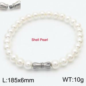 6mm Personalized cylindrical threaded buckle handmade DIY shell pearl stainless steel men and women's bracelet - KB180308-Z