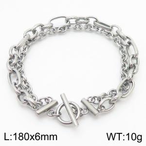 Double layer winding irregular titanium steel ot buckle bracelet - KB180341-Z