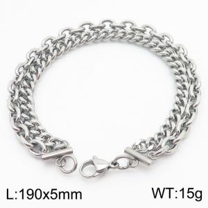 Fried Dough Twists splicing chain double layer steel color stainless steel bracelet - KB180347-Z