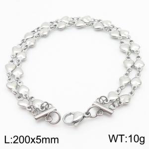 Love splicing double layer stainless steel color bracelet - KB180351-Z
