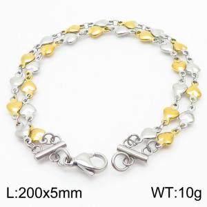 Love splicing double layer stainless steel room gold bracelet - KB180352-Z