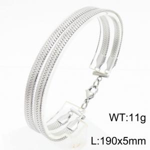 Double layer snake bone chain stainless steel color bracelet - KB180357-Z
