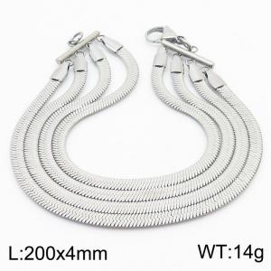Multi layer stainless steel snake bone chain steel color bracelet - KB180359-Z