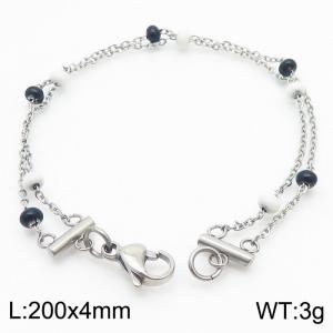 Black and white oil dripping chain, stainless steel double-sided steel color bracelet - KB180362-Z