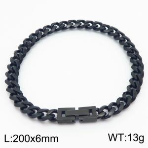 Black Cuban Chain Stainless Steel Bracelet - KB180364-Z