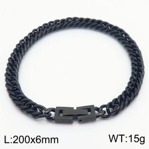 Black Cuban Chain Stainless Steel Bracelet - KB180365-Z