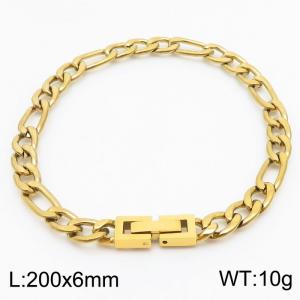 Gold Cuban Chain Stainless Steel Bracelet - KB180368-Z