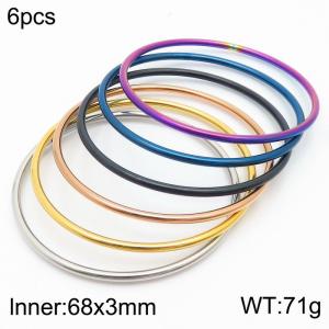 68 × 3mm minimalist and versatile stainless steel flat ring women's bracelet in 6 colors - KB180409-KFC