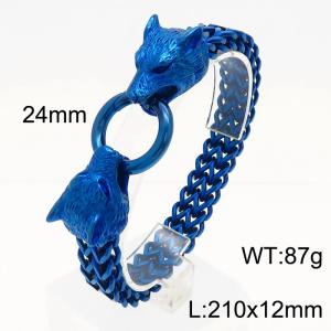 Personalized and domineering stainless steel men's wolf head bracelet - KB180414-KJX