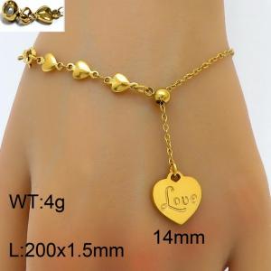 Splicing Love Chain Love Love Pendant Adjustable Gold Stainless Steel Bracelet - KB180415-Z