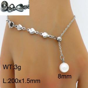 Love chain splicing pearl pendant with adjustable steel color stainless steel bracelet - KB180418-Z