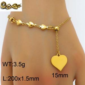 Splicing Love Chain Love Pendant Adjustable Gold Stainless Steel Bracelet - KB180423-Z