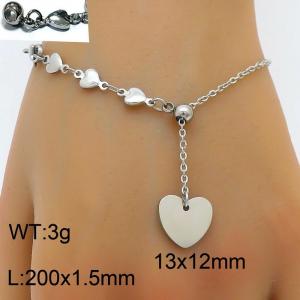 Splicing Heart Chain Heart shaped Pendant Adjustable Steel Stainless Steel Bracelet - KB180426-Z
