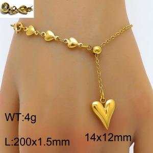 Splicing Heart Chain 3D Heart shaped Pendant with Adjustable Gold Stainless Steel Bracelet - KB180427-Z