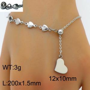 Splicing Heart Chain Heart shaped Pendant Adjustable Steel Stainless Steel Bracelet - KB180430-Z