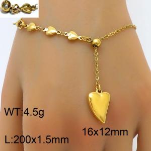 Fashionable and minimalist three-dimensional love gold titanium steel bracelet - KB180433-Z