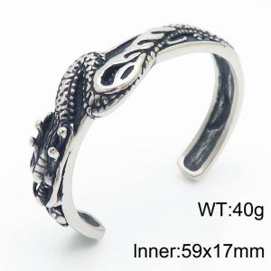 Hip Hop Titanium Steel Dragon Open Bracelet Domineering Stainless Steel Men's Jewelry - KB180520-KJX
