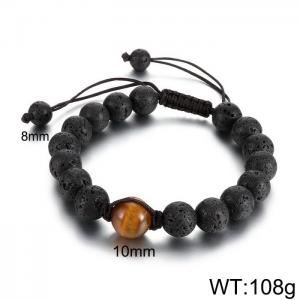 Volcano Stone Beaded Woven Bracelet - KB180597-Z