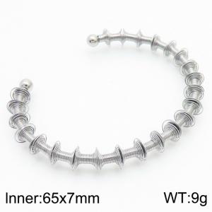 Stainless Steel Spring Ball C Open Women's Bracelet Party Jewelry - KB180696-KFC