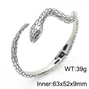 European and American fashion stainless steel creative winding snake shaped opening adjustable temperament silver bracelet - KB180717-KJX