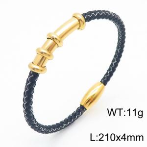 Bamboo elbow woven gold stainless steel bracelet - KB180733-JR