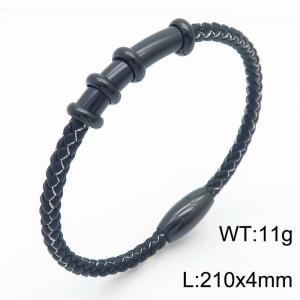 Bamboo elbow woven black stainless steel bracelet - KB180734-JR