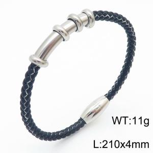 Bamboo elbow woven steel color stainless steel bracelet - KB180735-JR