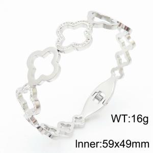 Floral Bracelet Women Geometric Band Cubic Zirconia Charms Bracelet Silver Color - KB180754-KL