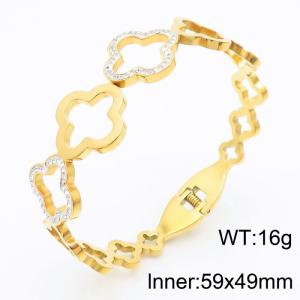 Floral Bracelet Women Geometric Band Cubic Zirconia Charms Bracelet Gold Color - KB180755-KL