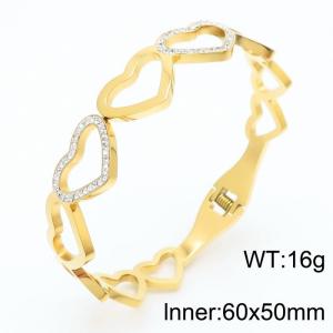 Heart-shaped Bracelet Women Geometric Band Cubic Zirconia Charms Bracelet Gold Color - KB180757-KL