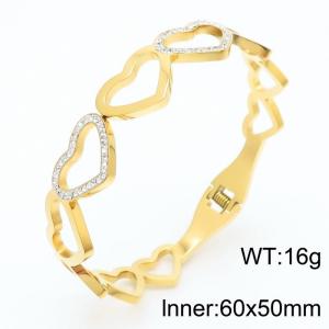 Heart-shaped Bracelet Women Geometric Band Cubic Zirconia Charms Bracelet Gold Color - KB180757-KL