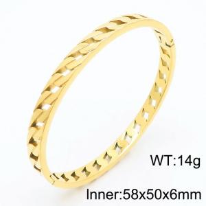 6mm Hollowing Out Bangle Women Geometric Stainless Steel Bracelet Gold Color - KB180762-KL