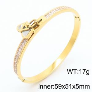 5mm Zircon with Lock Charm Bangle Women Stainless Steel Bracelet Gold Color - KB180767-KL