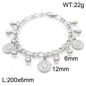 Stylish and trendy round heart-shaped bead steel color bracelet - KB180787-Z