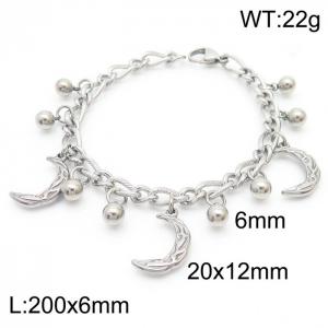 Temperament and Fashion Steel Ball Moon Steel Color Bracelet - KB180789-Z
