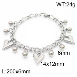 Stylish and trendy steel ball heart-shaped steel color bracelet - KB180792-Z