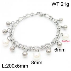 Temperament and Fashion Steel Ball 8mm Rubber Ball Steel Color Bracelet - KB180793-Z