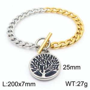 Fashion Steel Life Tree Pendant OT Buckle Titanium Steel Bracelet - KB180806-Z