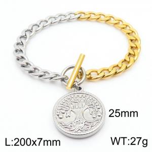 Personalized circular steel color 25mm large tree OT buckle titanium steel bracelet - KB180817-Z