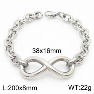 Trendy titanium steel O-shaped infinite 8-shaped steel color bracelet - KB181189-Z