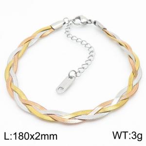180x2mm Stainless Steel Braided Herringbone Necklace for Women - KB181320-Z