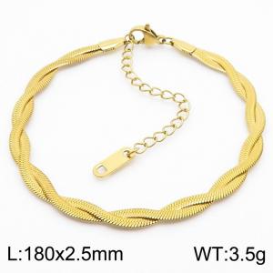 180x2.5mm Stainless Steel Braided Herringbone Necklace for Women Gold - KB181331-Z