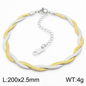 200x2.5mm Stainless Steel Braided Herringbone Necklace for Women - KB181335-Z