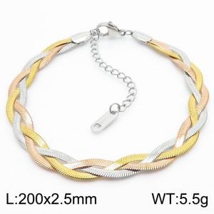 200x2.5mm Stainless Steel Braided Herringbone Necklace for Women - KB181339-Z