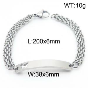 Hip hop trend titanium steel curved men's steel color bracelet - KB181359-Z