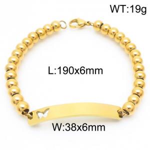 Delicate vacuum plating gold hollowed out butterfly bow hand-stitched ball chain stainless steel lady bracelet - KB181362-Z