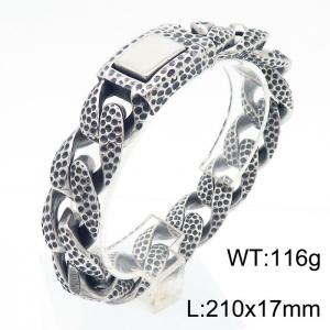 210mm Men Stainless Steel Dotted Surface Cuban Chain Bracelet - KB181387-KJX