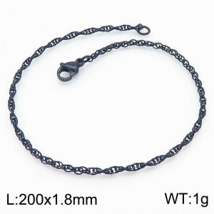 Fashion Jewelry 200x1.8mm Link Bracelet Black Plated Chain Necklace Rope Chain Bracelets for Women - KB181395-Z