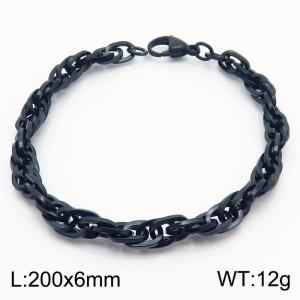 200x6mm Fashion and personalized Stainless Steel Polished Bracelet Color Black - KB181413-Z